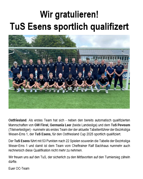 TuS Esens Qualifiaktion 2025
